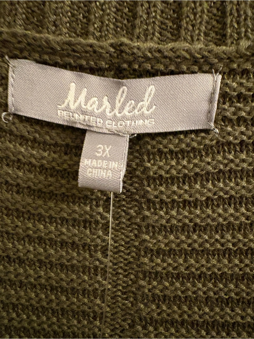 Marled Olive Ribbed Open-Front Cardigan - Picture 3 of 4